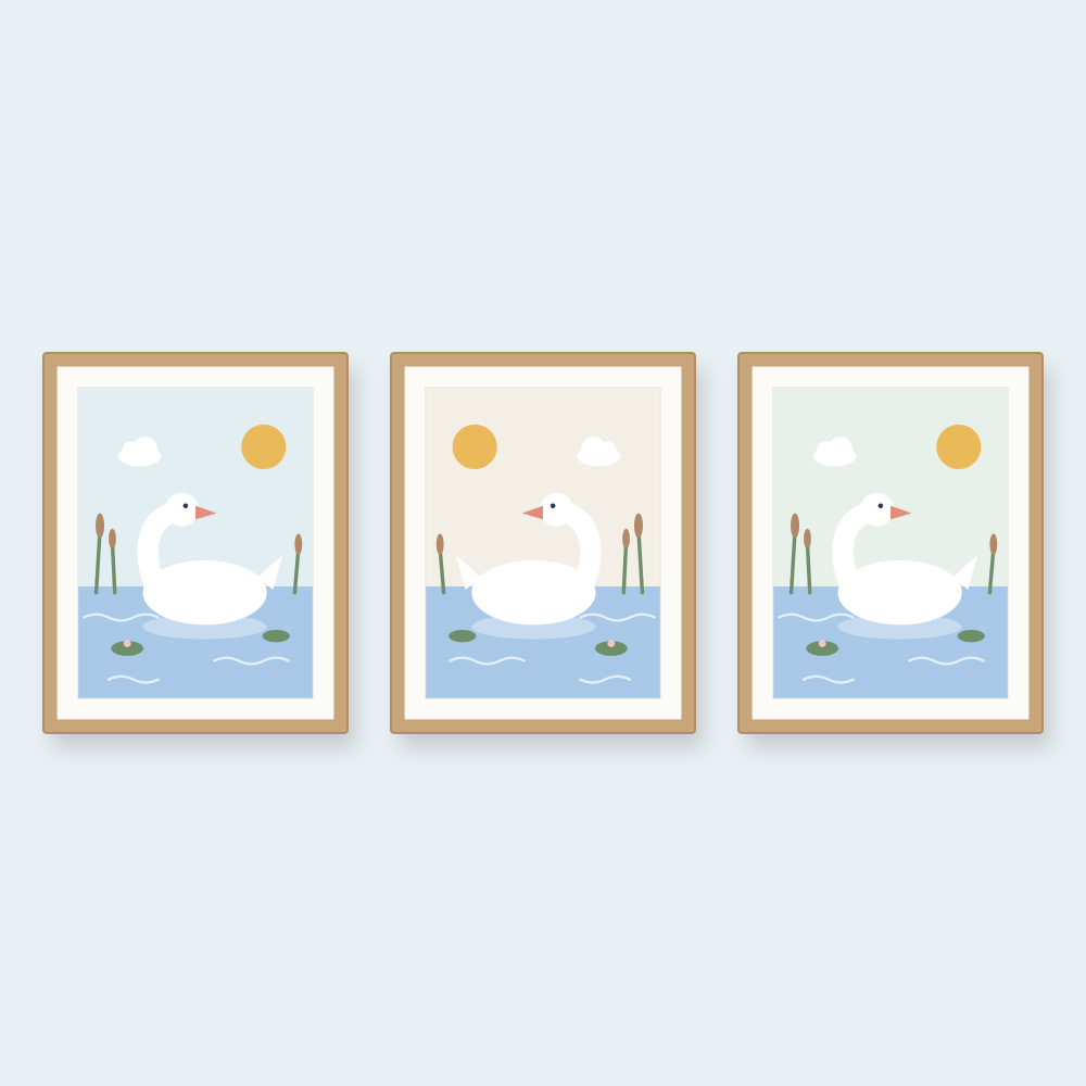 Lago · Set de 3 cuadros