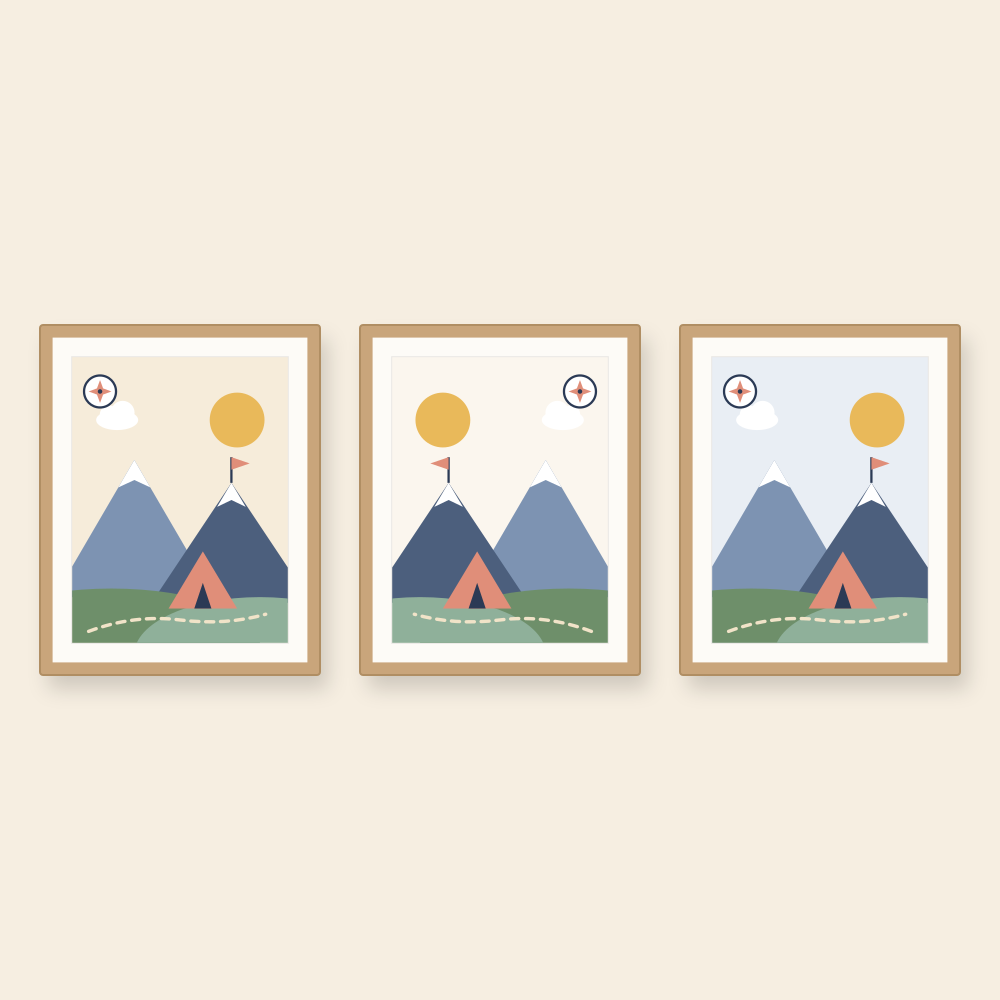 Aventura · Set de 3 cuadros