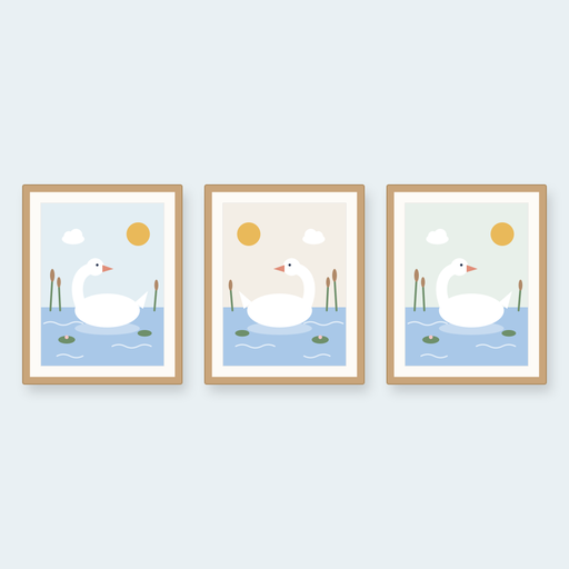 Lago · Set de 3 cuadros