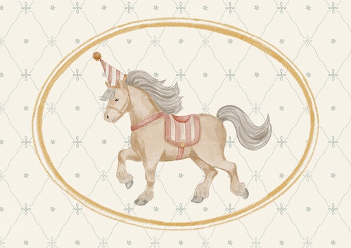 Caballito de carrusel, óvalo dorado