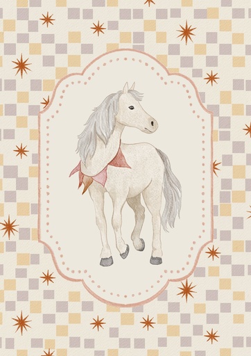 Caballito blanco sobre estrellas