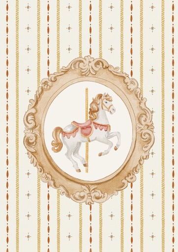 Caballito de carrusel sobre rayas
