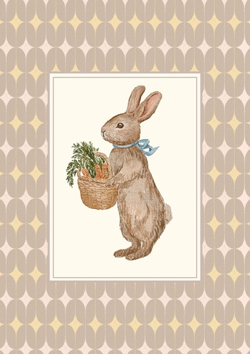 Conejo con zanahorias sobre topo