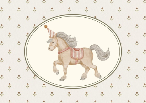 Caballito de carrusel sobre florcitas
