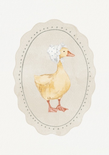 Patito en óvalo festoneado gris