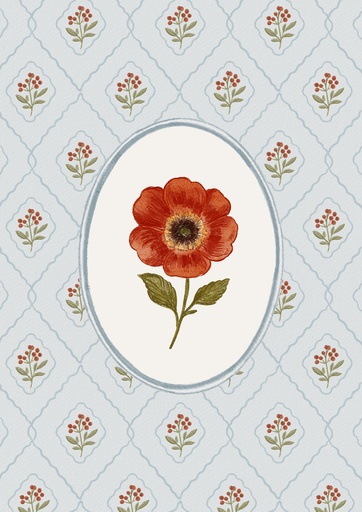 Amapola roja sobre azul