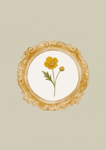 Botón de oro, marco redondo dorado